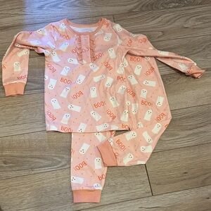 Spooky Ghost Kids Pajama Set - Peach Boo Print